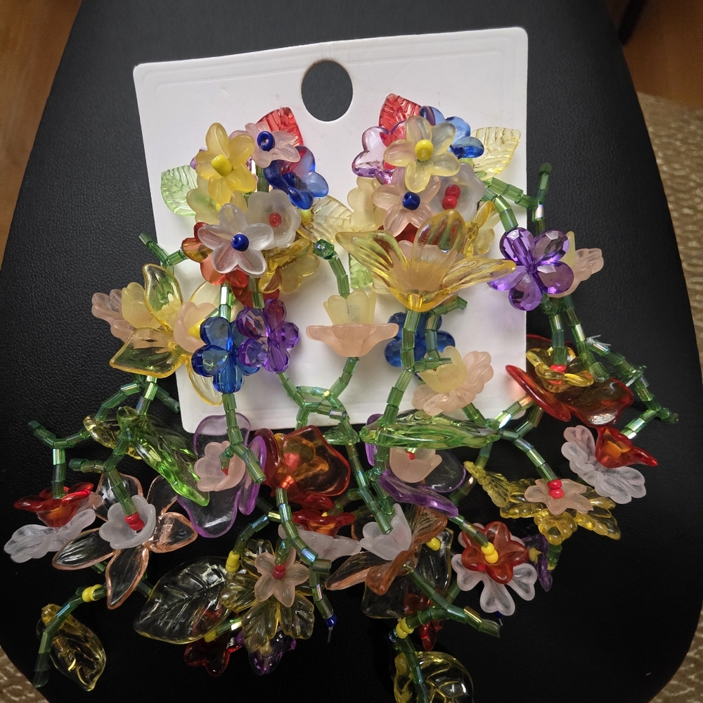 Floral Multicolor Earings. Fun. Crafty. Crazy. Unique. Cruise Ship. Unusual. - Picture 3 of 8